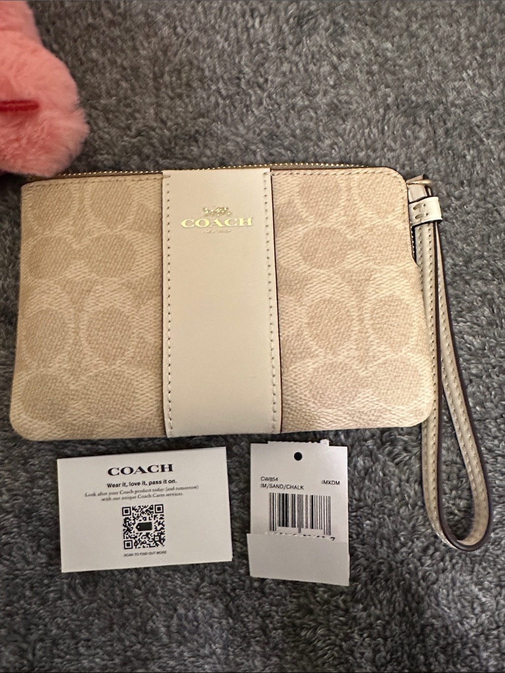 Coach Corner Zip Wristlet in Signature Leather Stripe